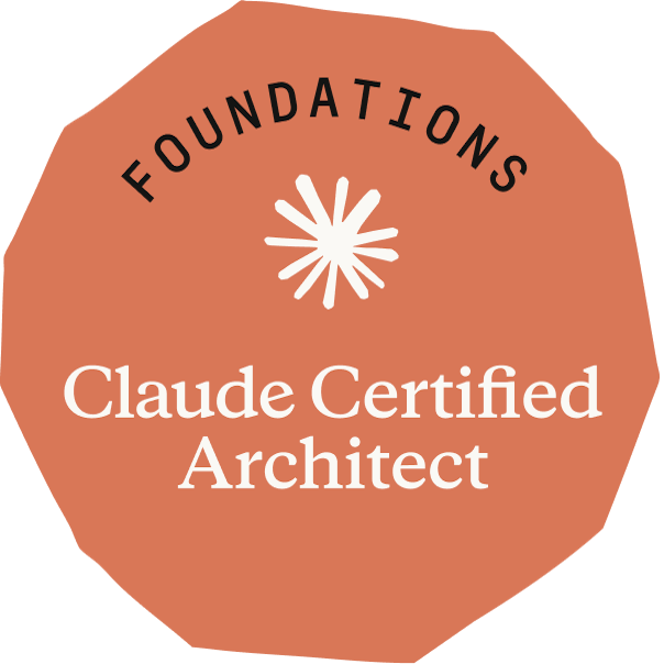 Badge oficial Claude Certified Architect — Foundations (CCAR-F) de Bruno Bracaioli, emitido pela Anthropic