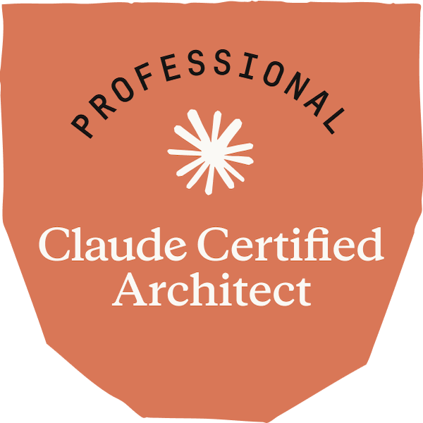 Badge oficial Claude Certified Architect — Professional (CCAR-P) de Bruno Bracaioli, emitido pela Anthropic