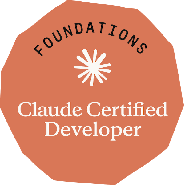 Badge oficial Claude Certified Developer — Foundations (CCDV-F) de Bruno Bracaioli, emitido pela Anthropic